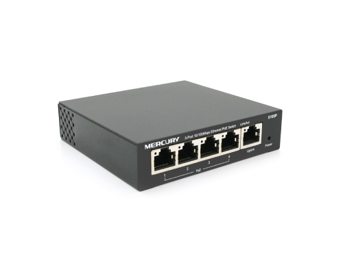 Комутатор POE 48V Mercury S105P 48V 5 портів Ethernet 10/100 Мбіт / сек, БП в комплекті, BOX Q200 Комутатор POE 48V Mercury S105P 48V 5 портів Ethernet 10/100 Мбіт / сек, БП в комплекті, BOX Q200
