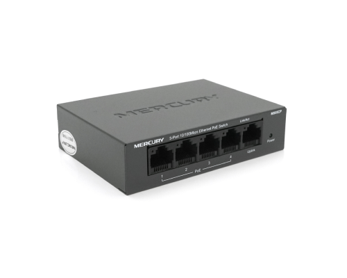 Комутатор POE 48V Mercury MS05CP 4 портів POE + 1 порт Ethernet (Uplink) 10/100 Мбіт / сек, БП в комплекті Комутатор POE 48V Mercury MS05CP 4 портів POE + 1 порт Ethernet (Uplink) 10/100 Мбіт / сек, БП в комплекті