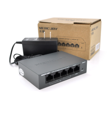 Комутатор POE Mercury MS05CP 53,5V з 4 портами POE + 1 порт UP-Link 100Мбит, БП в комплекті 0,54 кг (82 * 79 * 26)