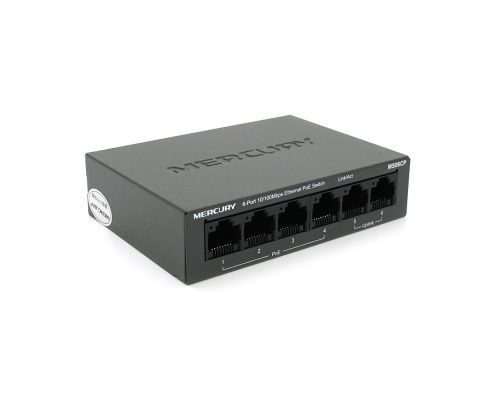 Комутатор POE Mercury MS06CP з 4 портами POE+ 2 порти UP-Link 100Мбіт, БП в комплекті, Q20 Комутатор POE Mercury MS06CP з 4 портами POE+ 2 порти UP-Link 100Мбіт, БП в комплекті, Q20