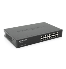 Комутатор POE Mercury S116PS 15 портів POE 100Мбит + 1 порт Ethernet (UP-Link) 100 Мбіт, БП вбудований, кріплення в стійку, BOX (294 * 180 * 44)