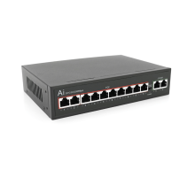 POE комутатор Merlion 10 POE 10/100 + 2 RJ45 10/100 вбудований блок живлення 52V 2.5A