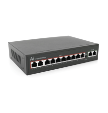 POE комутатор Merlion 10 POE 10/100 + 2 RJ45 10/100 вбудований блок живлення 52V 2.5A