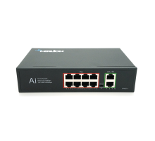 POE комутатор Merlion 8 POE 10/100 + 2 RJ45 10/100/1000 + вбудований блок живлення 52V 2.3A