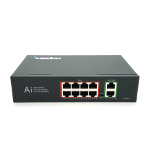 POE комутатор Merlion 8 POE 10/100 + 2 RJ45 10/100/1000 + вбудований блок живлення 52V 2.3A