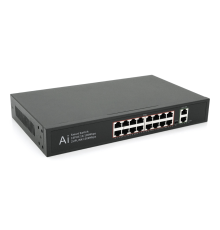 POE комутатор Merlion 16 POE 10/100 + 2 RJ45 10/100/1000+ вбудований блок живлення 52V 3.85A