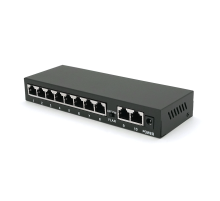 POE комутатор Merlion 8 POE 10/100 + 2 RJ45 10/100 зовнішній блок живлення 52V 1,85A