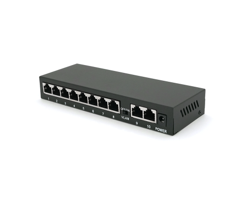 POE комутатор Merlion 8 POE 10/100 + 2 RJ45 10/100 зовнішній блок живлення 52V 1,85A