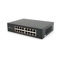 POE комутатор Merlion 14 POE 10/100+2 RJ45 10/100/1000+ вбудований блок живлення 52V 4.8A