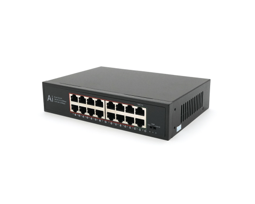 POE комутатор Merlion 14 POE 10/100+2 RJ45 10/100/1000+ вбудований блок живлення 52V 4.8A