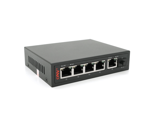 4х портовий PoE Full Gigabit комутатор ONV-POE33108PFG, 4xPoe1000Мбіт + 2х1000 Мбіт + 1хSFP 1000Мбіт, до 250м, IEEE802.3af/at, потужність 65Вт
