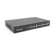24х портовий PoE комутатор ONV-H1024PLS 24 порти РоЕ 100 Мбіт + 2 Uplink 1000 Мбіт, до 250м, IEEE802.3af/at, загальна потужність 200Вт