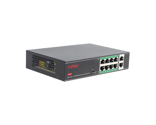8ми портовий PoE комутатор з автоперезапуском ONV-H1108PSD, 8хРоЕ 100 Мбіт + 2хUplink 100 Мбіт до 250м, IEEE802.3af/at, загальна потужність120 Вт