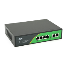 POE коммутатор JY-1006B 4 POE 10/100 + 2 RJ45 10/100 + встроенный блок питания 52V 1.38A