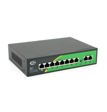 POE коммутатор JY-1010B 8 POE 10/100 + 2 RJ45 10/100 + встроенный блок питания 52V 2.3A