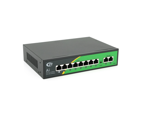 POE коммутатор JY-1010B 8 POE 10/100 + 2 RJ45 10/100 + встроенный блок питания 52V 2.3A