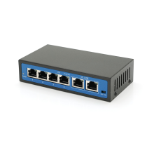Комутатор POE 48V з 4 портами POE 100Мбіт + 2 порт Ethernet (UP-Link) 100Мбіт, корпус - метал, Black, БП у комплекті, Q18