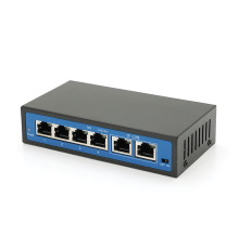 Комутатор POE 48V з 4 портами POE 100Мбіт + 2 порт Ethernet (UP-Link) 100Мбіт, корпус - метал, Black, БП у комплекті, Q18