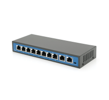 Комутатор POE 48V з 8 портами POE 100Мбіт + 2 порт Ethernet (UP-Link) 100Мбіт, корпус – метал, Black, БП в комплекті, Q18