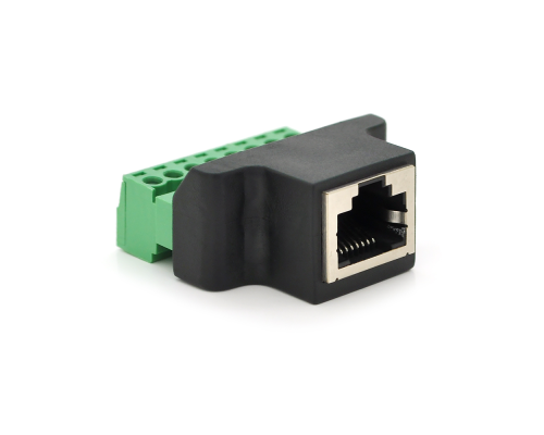 Клемна колодка 8-розрядна + RJ45 8P8С мама, екранована Клемна колодка 8-розрядна + RJ45 8P8С мама, екранована