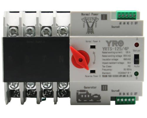 Автомат введення резерву (АВР) чотириполюсний YRQ2PC-125, 400V/125A на DIN-рейку для генераторів Автомат введення резерву (АВР) чотириполюсний YRQ2PC-125, 400V/125A на DIN-рейку для генераторів