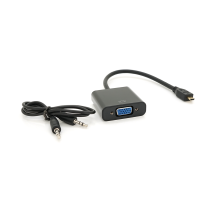 Конвертер micro HDMI (тато) на VGA (мама) 30cm, Black, 4K / 2K, Пакет + Audio