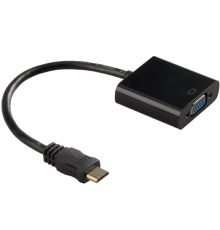 Конвертер mini HDMI (тато) на VGA (мама) 30cm, Black, 4K / 2K, Пакет