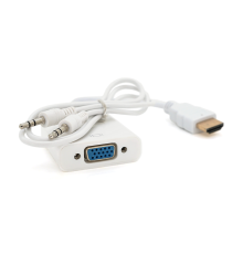 Конвертер HDMI (тато) на VGA(мама) 10cm, White, 4K/2K, Пакет + AUDIO Q250