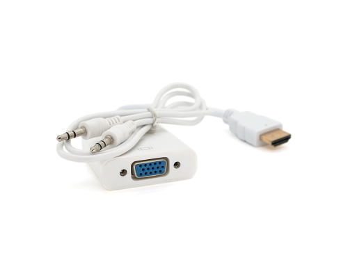 Конвертер HDMI (тато) на VGA(мама) 10cm, White, 4K/2K, Пакет + AUDIO Q250 Конвертер HDMI (тато) на VGA(мама) 10cm, White, 4K/2K, Пакет + AUDIO Q250