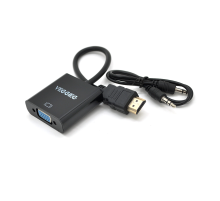 Конвертер VEGGIEG H-V2B HDMI (тато) на VGA (мама)+ Audio, 25cm, Black, Пакет