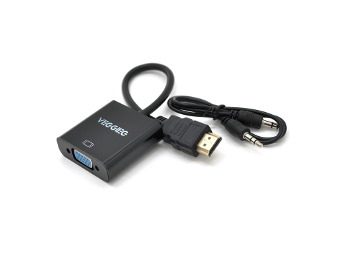 Конвертер VEGGIEG H-V2B HDMI (тато) на VGA (мама)+ Audio, 25cm, Black, Пакет Конвертер VEGGIEG H-V2B HDMI (тато) на VGA (мама)+ Audio, 25cm, Black, Пакет