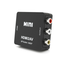 Конвертер Mini, HDMI to AV, ВИХІД 3RCA(мама) на ВХІД HDMI(мама), 720P/1080P, Black, BOX