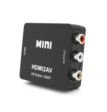 Конвертер Mini, HDMI to AV, ВИХІД 3RCA(мама) на ВХІД HDMI(мама), 720P/1080P, Black, BOX