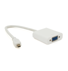 Конвертер micro HDMI (тато) на VGA(мама) 30cm, White, 4K/2K, Пакет