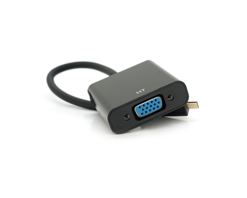 Конвертер micro HDMI (тато) на VGA (мама) 30cm, Black, 4K / 2K, Пакет