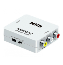 Конвертер Mini, HDMI to AV, ВИХІД 3RCA (мама) на ВХІД HDMI (мама), 720P / 1080P, White, BOX