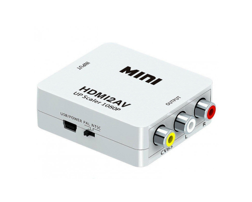 Конвертер Mini, HDMI to AV, ВИХІД 3RCA (мама) на ВХІД HDMI (мама), 720P / 1080P, White, BOX Конвертер Mini, HDMI to AV, ВИХІД 3RCA (мама) на ВХІД HDMI (мама), 720P / 1080P, White, BOX