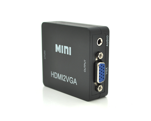 Конвертер Mini, HDMI to VGA, ВХІД HDMI(мама) на ВИХІД VGA(мама), 720P/1080P, Black, BOX