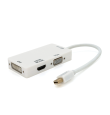 Конвертер mini Display Port (тато) на HDMI/VGA/DVI(мама) 30cm, White, 4K/2K, Пакет