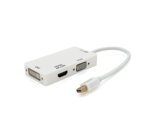 Конвертер mini Display Port (тато) на HDMI/VGA/DVI(мама) 30cm, White, 4K/2K, Пакет