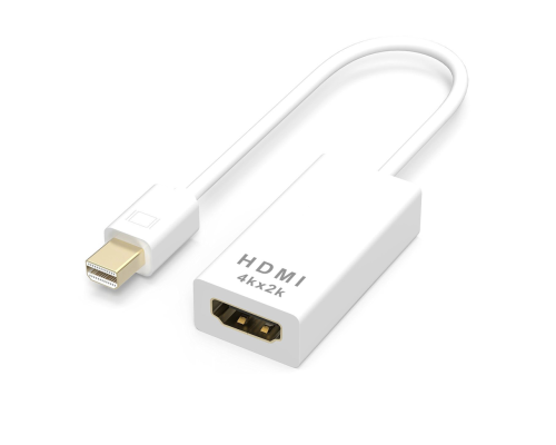 Конвертер mini Display Port (тато) на HDMI (мама) 10cm (small Size), White, 4K/2K, Пакет