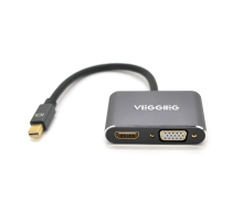 Конвертер VEGGIEG MD2-M MiniDisplay Port (тато) на HDMI (мама) + VGA (мама), 25cm, Silver, Пакет