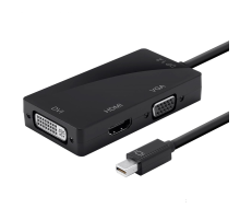 Конвертер mini Display Port (тато) на HDMI/VGA/DVI(мама) 30cm, Black, 4K/2K, Пакет
