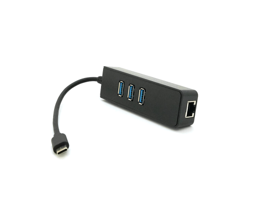 Type-C-хаб, 3хUSB 3.0 + 1 Gigabit Lan, Black, Box