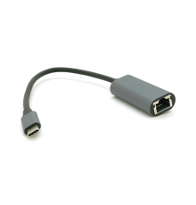 Конвертер Type-C (тато)/RJ-45(мама), 18cm, круглий, chip:RTL8153, 1000Mbps, Gray