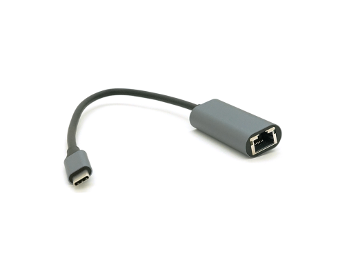Конвертер Type-C (тато)/RJ-45(мама), 18cm, круглий, chip:RTL8153, 1000Mbps, Gray