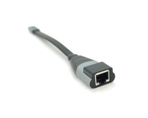 Конвертер Type-C (тато)/RJ-45(мама), 18cm, плоский, chip:RTL8153, 1000Mbps, Black