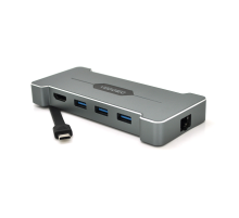 Хаб-конвертор VEGGIEG TC06 Type-C (тато) на Type-C (мама) + USB3.0 * 3 (мама) + HDMI (мама), Silver, Box
