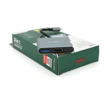 Конвертор iKAKU KSC-750 SHIXIN 3 in 1 (Type-C(тато) to HDM(мама)+USB 3.0(мама)+PD(мама) 10cm, Silver, Box