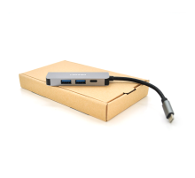 Хаб-конвертор VEGGIEG TC04 Type-C (тато) на Type-C (мама) + USB3.0 * 2 (мама) + HDMI (мама), 10 см, Silver, Box